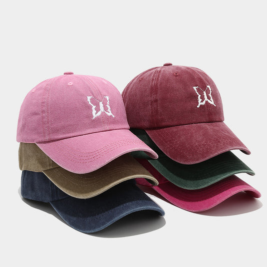 Soft Top Casual Peaked Cap Butterfly Embroidered Sun Hat GlamzKart