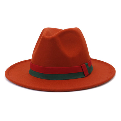 Big Brim British Style Woolen Jazz Top Hat Iron Red 58cm GlamzKart