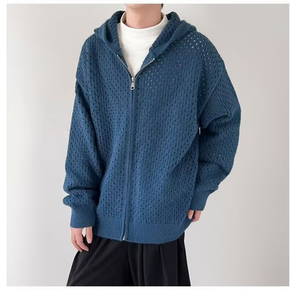 Men's Hooded Casual Breathable All-matching Sweater Blue GlamzKart