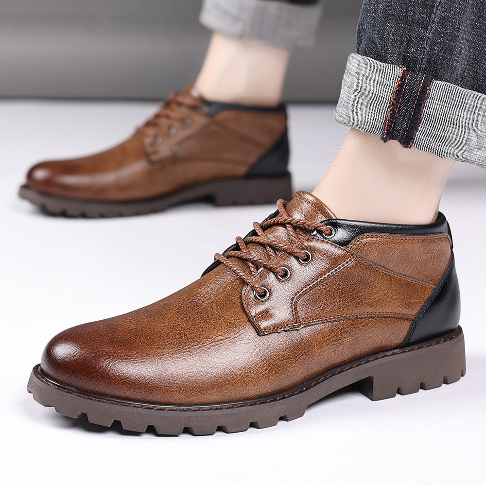 HPIOPL4999 Martin Boots Men's Boots Plus Size Lace Up Low Top GlamzKart