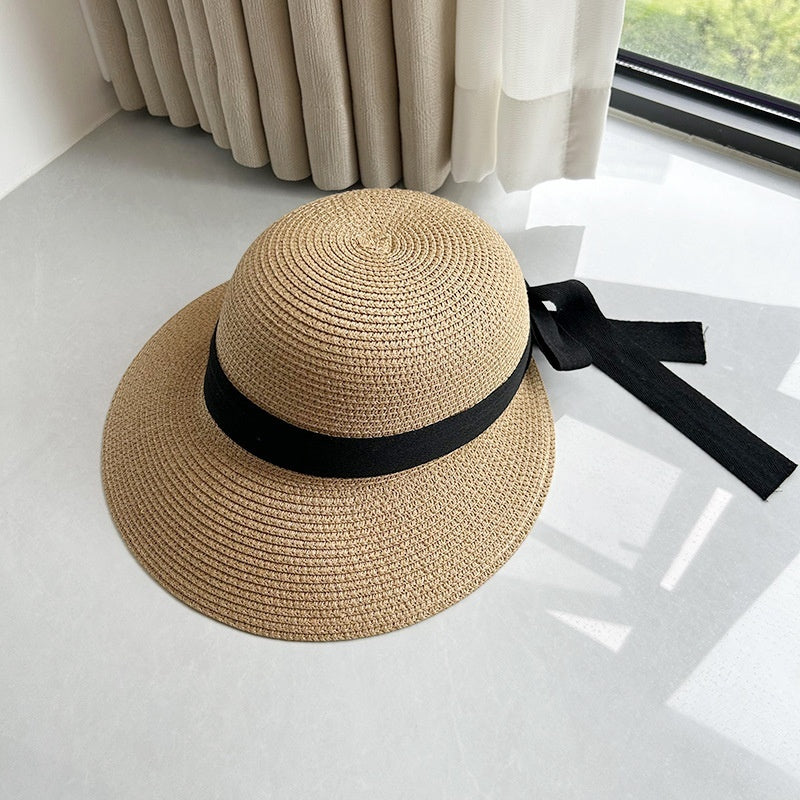 Sun Hat Women's Summer French Elegant Bow 421 Khaki GlamzKart