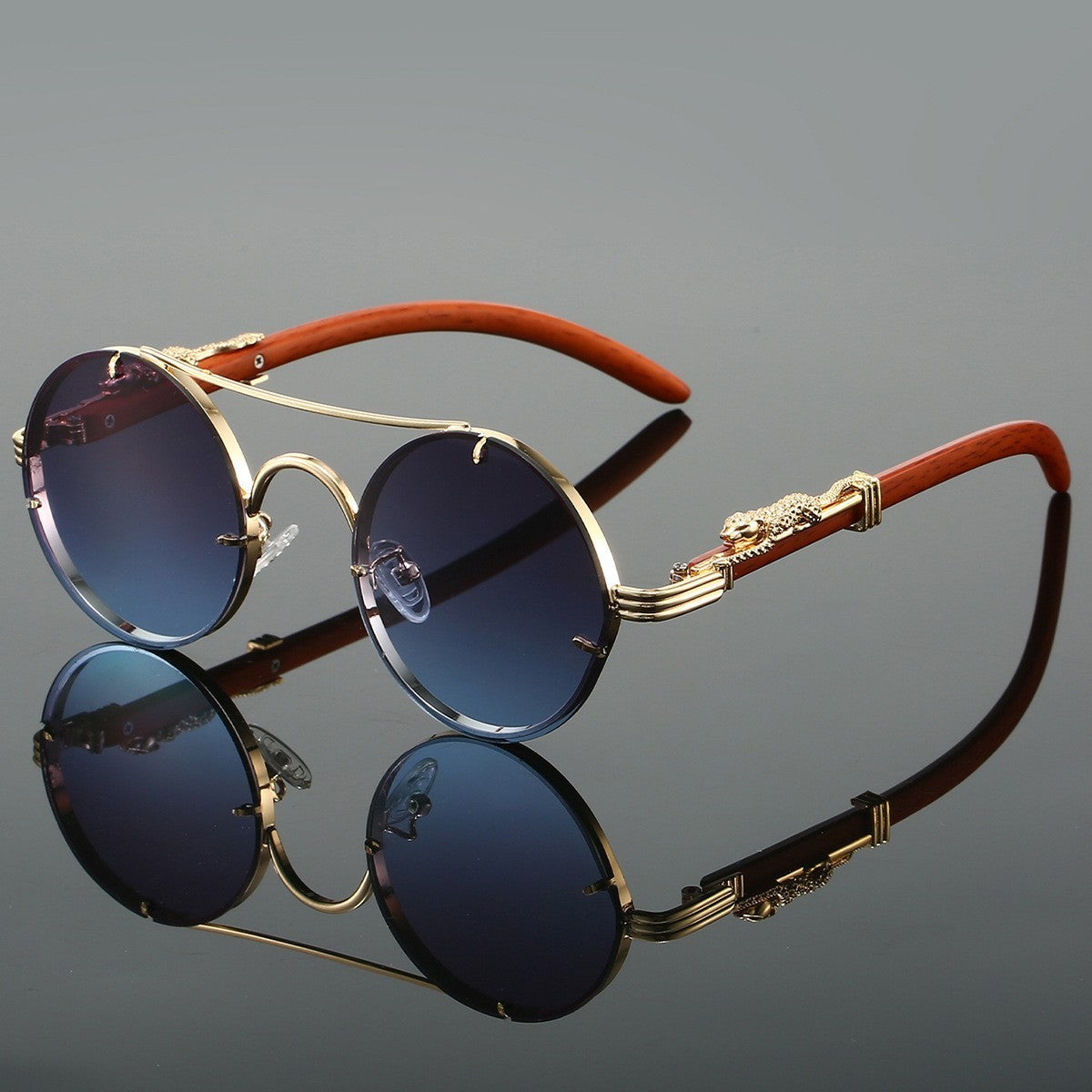 Retro Double Beam Leopard Head Sunglasses GlamzKart