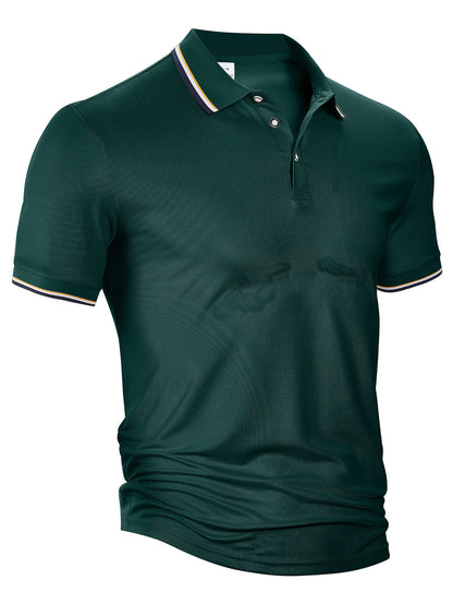 Summer Loose Lapels Short Sleeve Men Dark Green GlamzKart