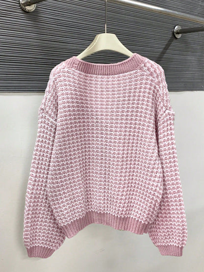 Snow Pattern Single-breasted Loose Sweet Cardigan GlamzKart
