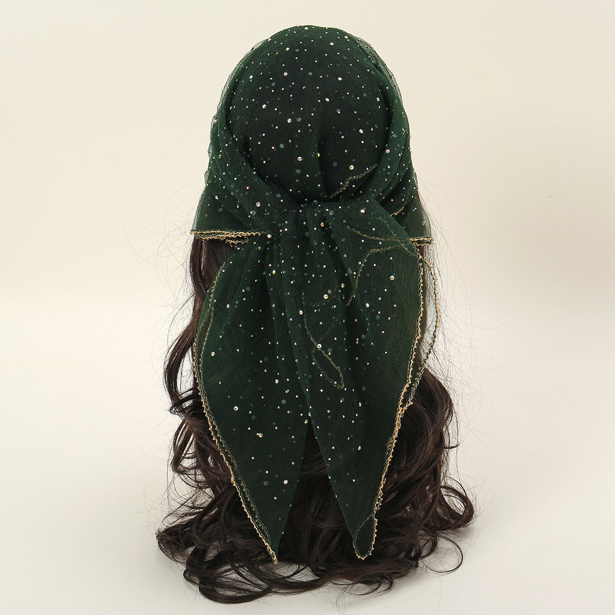 Hot Drilling Temperament Wild Fashion Decorative Silk Scarf 9 Dark Green 80x80cm GlamzKart