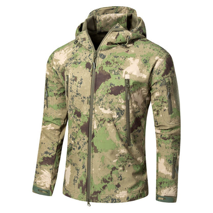 Shark Skin Soft Shell Outdoor Shell Jacket Green Waste Ruins GlamzKart