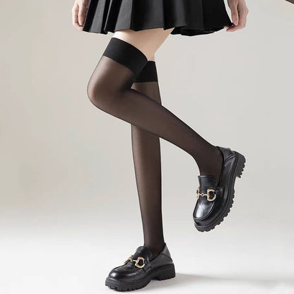 Thigh Stockings Women's Red Edge Black Edge Stockings Thin Black Silk Black Edge Average Size GlamzKart