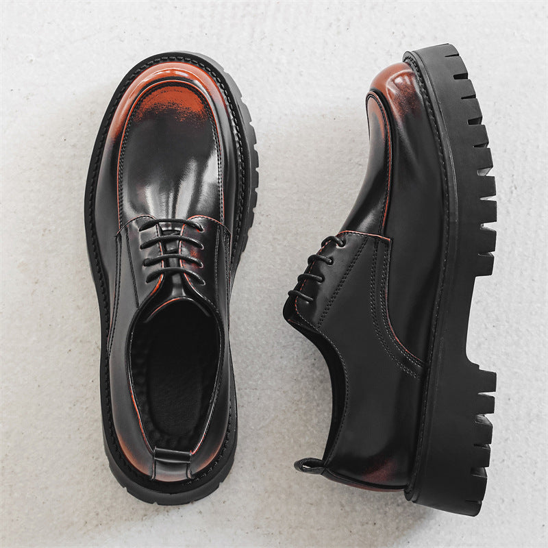Platform Height Increasing Casual Leather Shoes Bronze GlamzKart