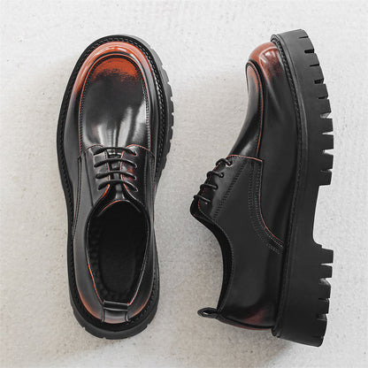 Platform Height Increasing Casual Leather Shoes Bronze GlamzKart