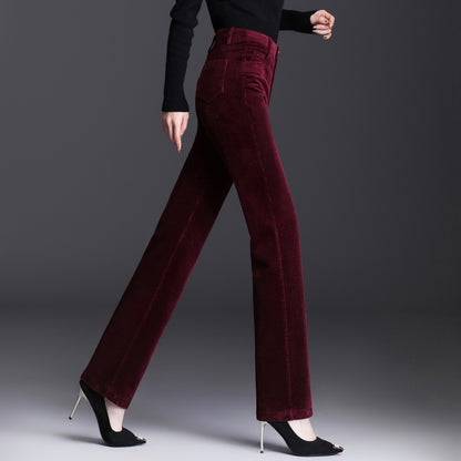 High Waist Straight Corduroy Women's Pants Loose Lamp Wick GlamzKart