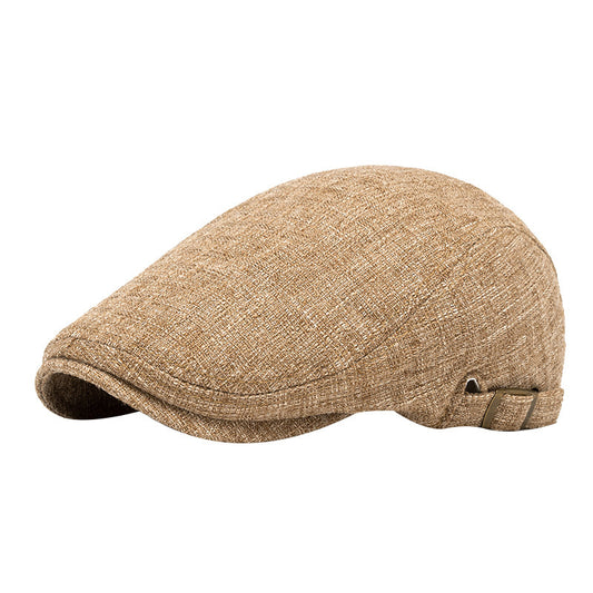Breathable Cotton And Linen Beret Men's Retro Peaked Cap GlamzKart