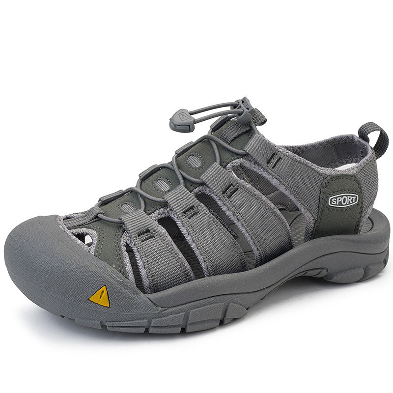 Men's Thick Bottom Toe Cap Beach Upstream Plus Size Outdoor Casual Shoes Gray GlamzKart