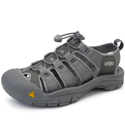 Men's Thick Bottom Toe Cap Beach Upstream Plus Size Outdoor Casual Shoes Gray GlamzKart