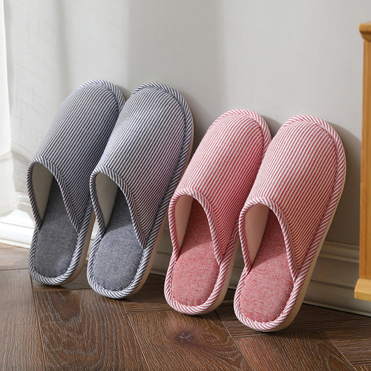 Household Stripes Home Indoor Non Slip Cotton Slippers GlamzKart