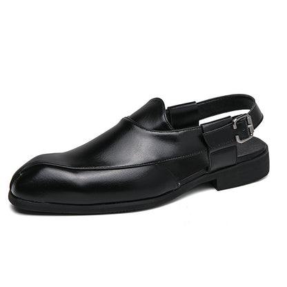 Plus Size Men's Slip-on Fashionable Breathable Lightweight British Style Leather Sandals GlamzKart