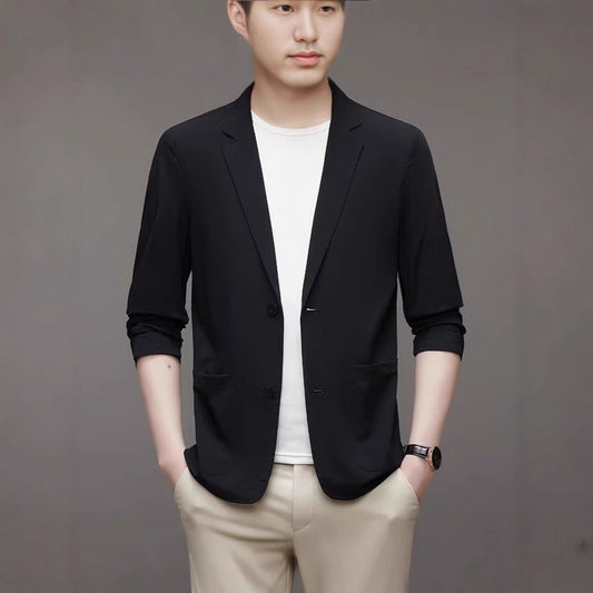 Ice Silk Men's Lightweight Casual Stretch Suit GlamzKart