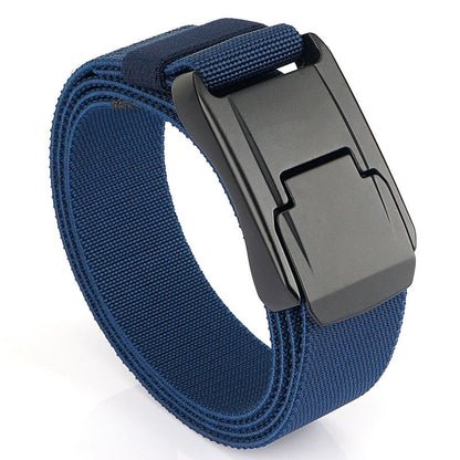 Men's Tactical Belt Casual Weaving Elastic Sapphire Blue 125cm GlamzKart