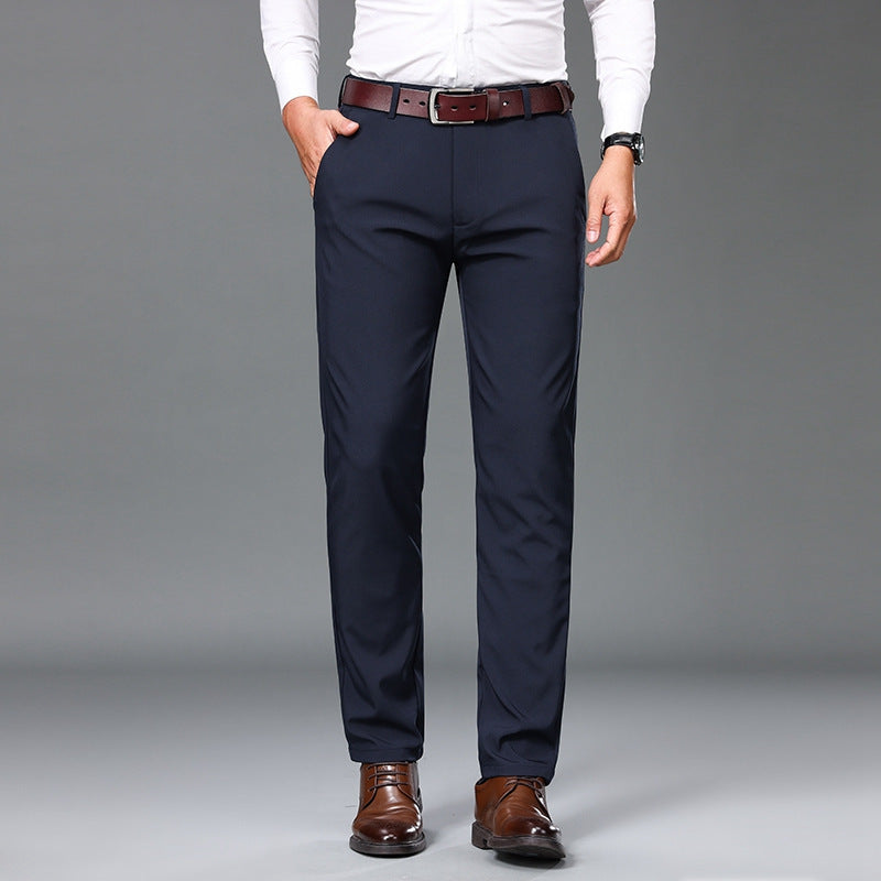 Casual Loose Spring And Autumn Straight Suit Pants Navy Blue GlamzKart