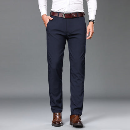 Casual Loose Spring And Autumn Straight Suit Pants Navy Blue GlamzKart