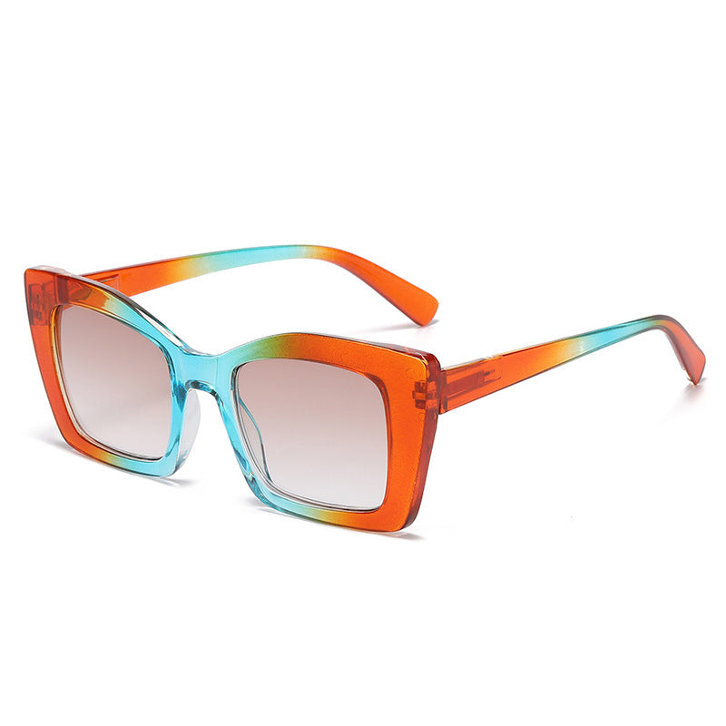 Large Frame Progressive Color Female HD Presbyopic Glasses For The Elderly Plain Orange GlamzKart