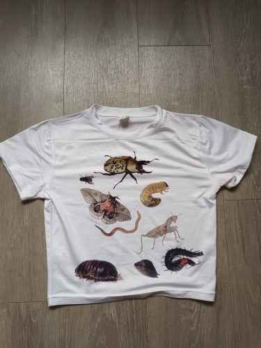 Female Casual Insect Print Midriff-baring Short Sleeve