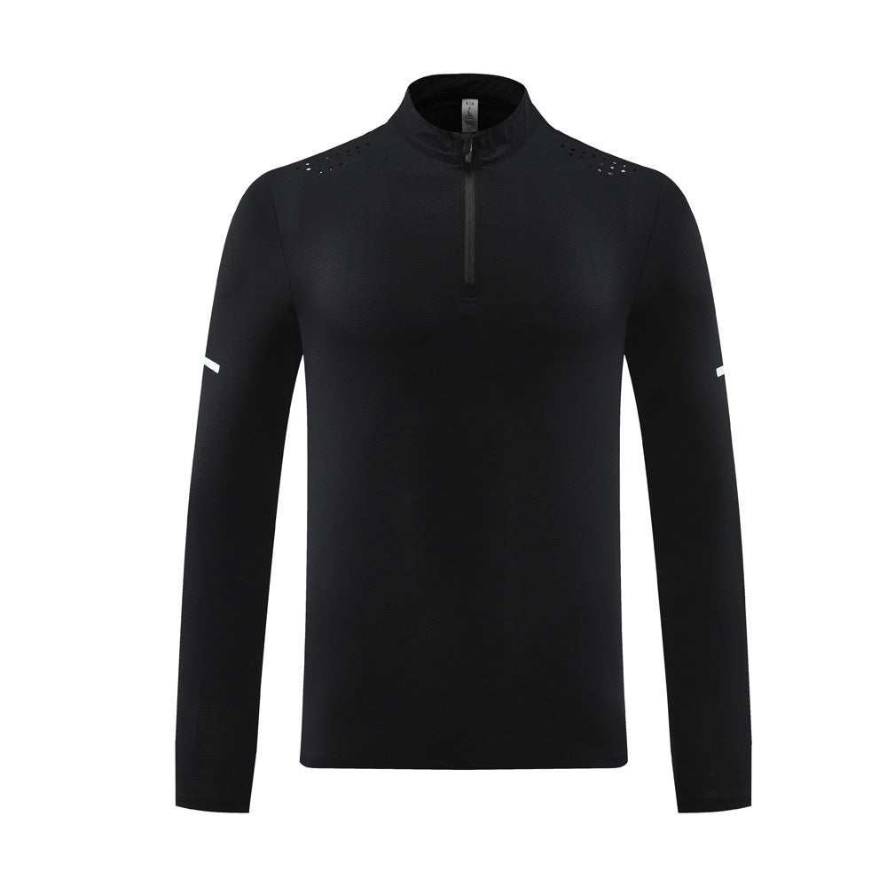 Training Running Quick Drying Clothes Outdoor Casual Stretch Quick-drying Exercise T-shirt Long Sleeve Men Black GlamzKart