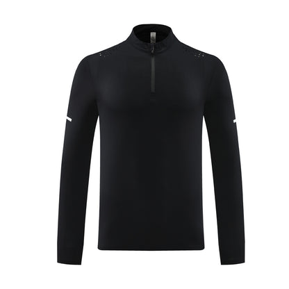 Training Running Quick Drying Clothes Outdoor Casual Stretch Quick-drying Exercise T-shirt Long Sleeve Men Black GlamzKart
