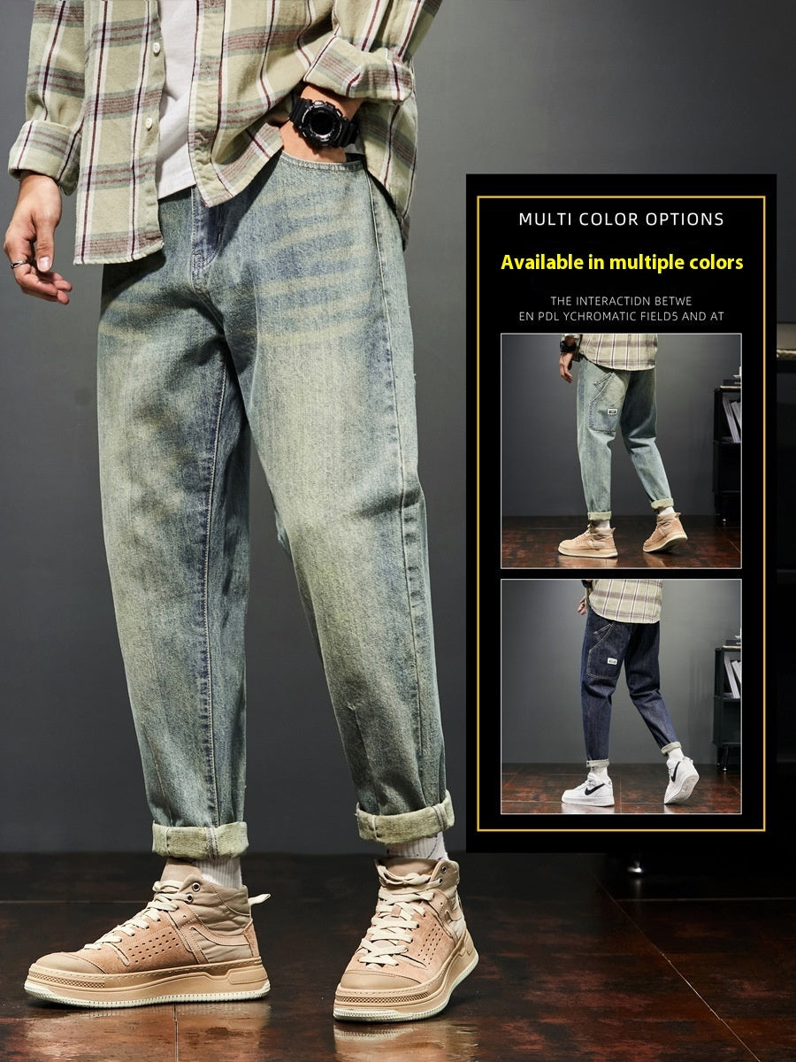 Stretch Retro Yellow Mud Jeans Men Fashion Brands Loose Casual Trousers GlamzKart