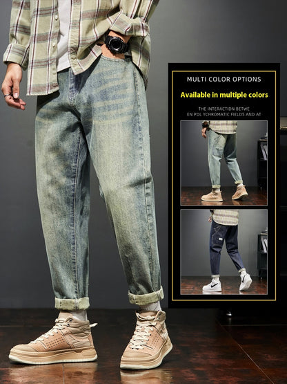 Stretch Retro Yellow Mud Jeans Men Fashion Brands Loose Casual Trousers GlamzKart