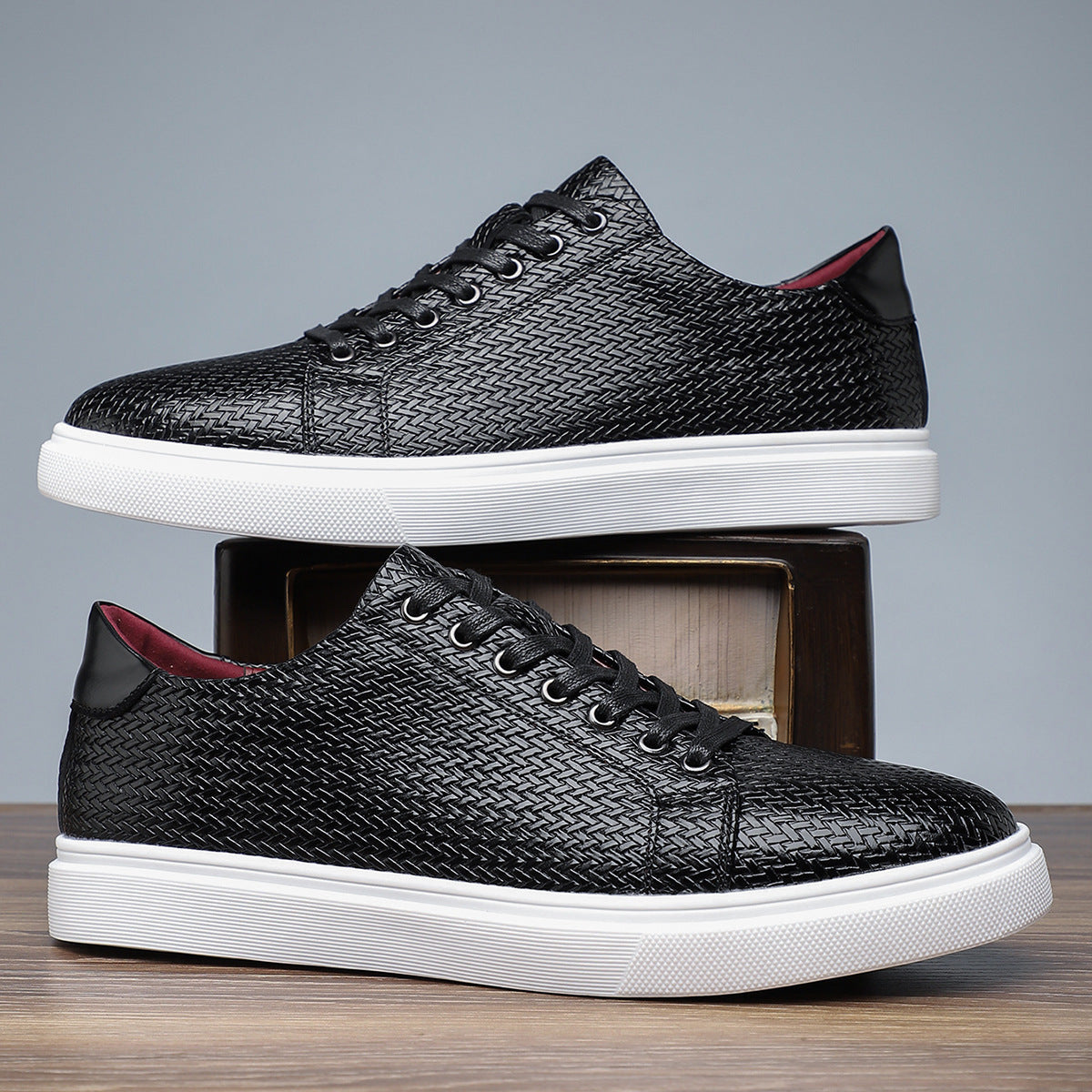 British Style Comfortable Breathable Men's Leather Shoes Low-top Flat Business GlamzKart