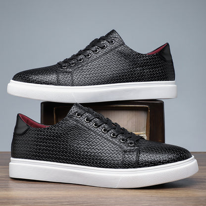 British Style Comfortable Breathable Men's Leather Shoes Low-top Flat Business GlamzKart