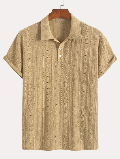 Men's Breathable Hollow-out Lightweight Casual Top Khaki GlamzKart