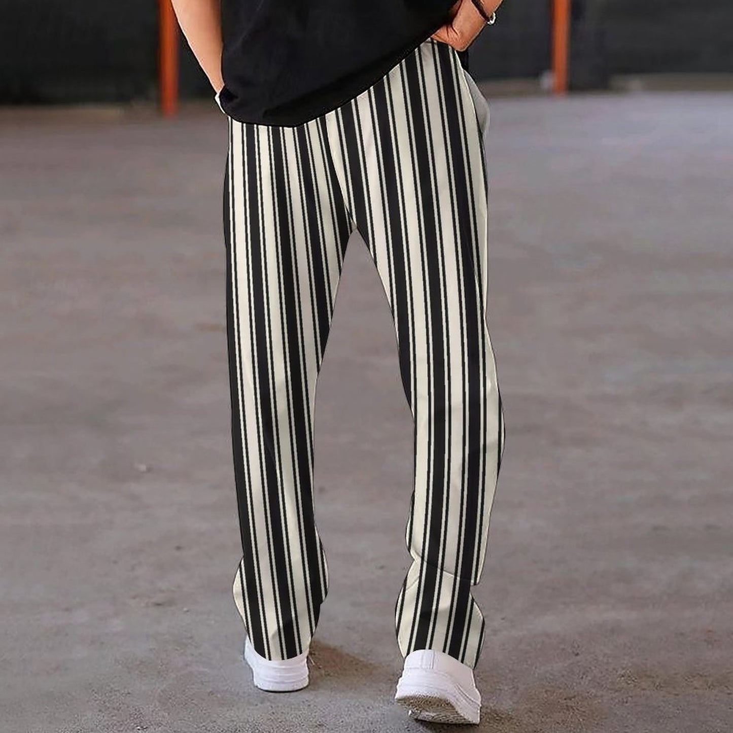 Casual Technology Printing Wide Drawstring Straight-leg Trousers GlamzKart