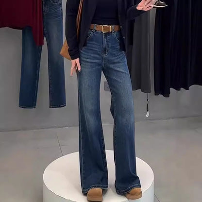 Plus Size Women's High Waist Elastic Straight Skinny Jeans GlamzKart