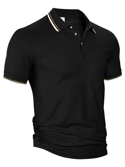 Summer Loose Lapels Short Sleeve Men Black GlamzKart