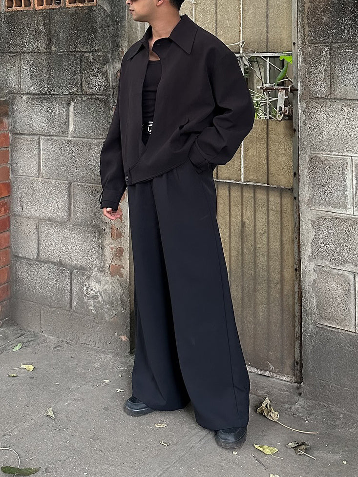 Black Collared Button-up Jacket GlamzKart