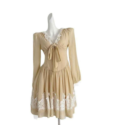 Swan Neck Stereo Cinched Swing Dress