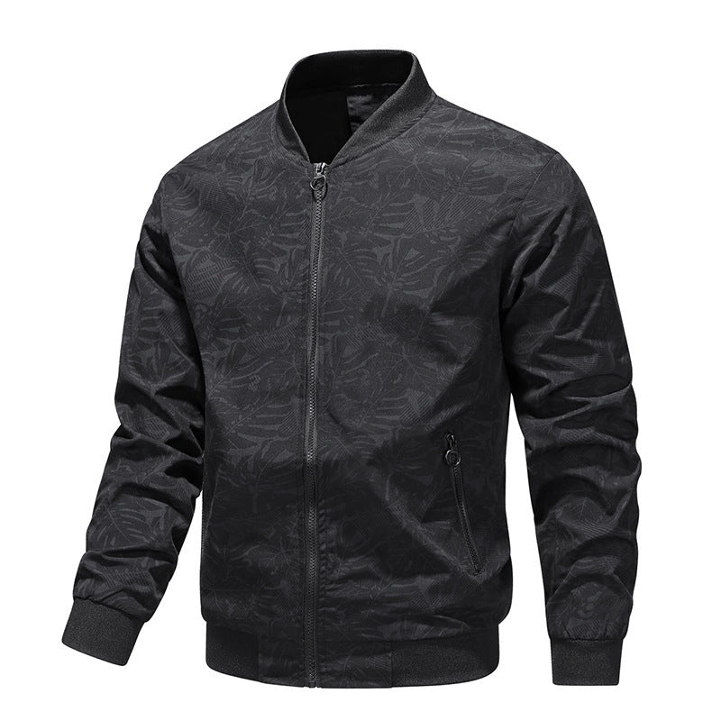 Spring And Autumn Jacket Men's Simple Youth Coat Zipper Bag High Quality Fabric GlamzKart