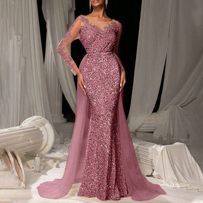 Women's Dance Lace Party Evening Dress Pink GlamzKart