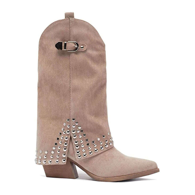 Spring And Autumn Pointed Knight Boots Women GlamzKart