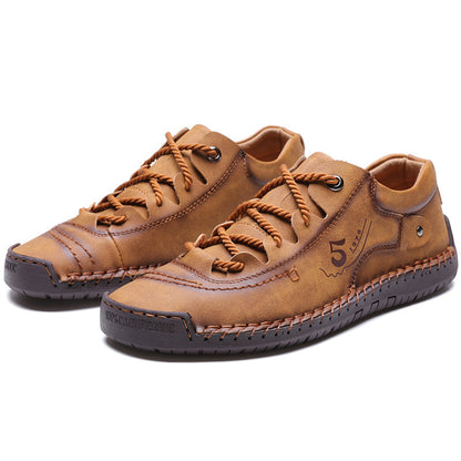 Men's Casual British Leather Shoes Golden Yellow GlamzKart