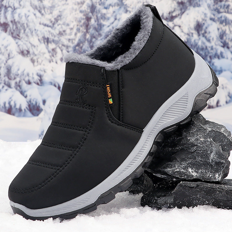 Cotton-padded Shoes Men's Fleece-lined Thick Leisure Warm Snow Boots GlamzKart