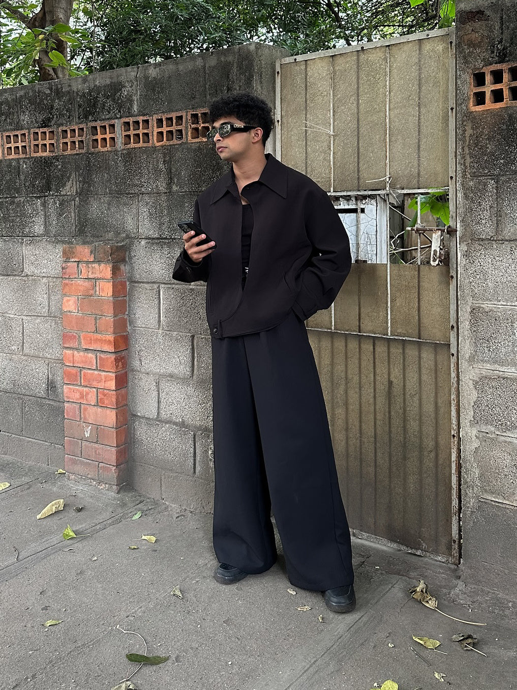 Black Collared Button-up Jacket GlamzKart