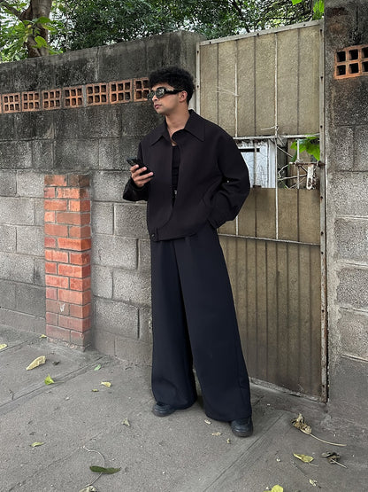 Black Collared Button-up Jacket GlamzKart