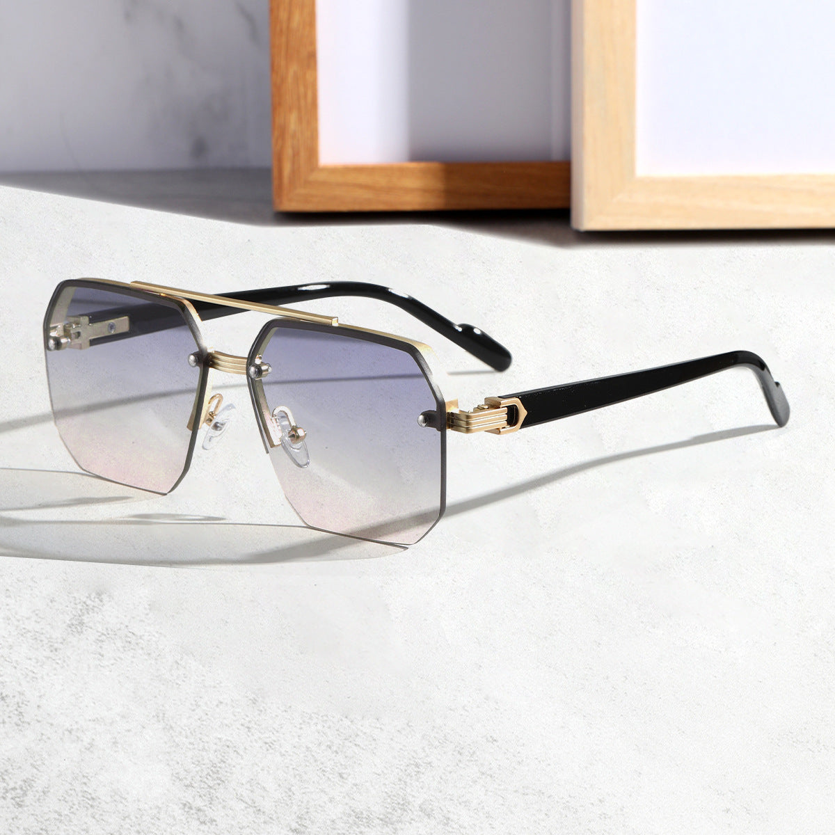 Fashion Personality New Men's Sunglasses Box Gold Frame Gray Orange GlamzKart