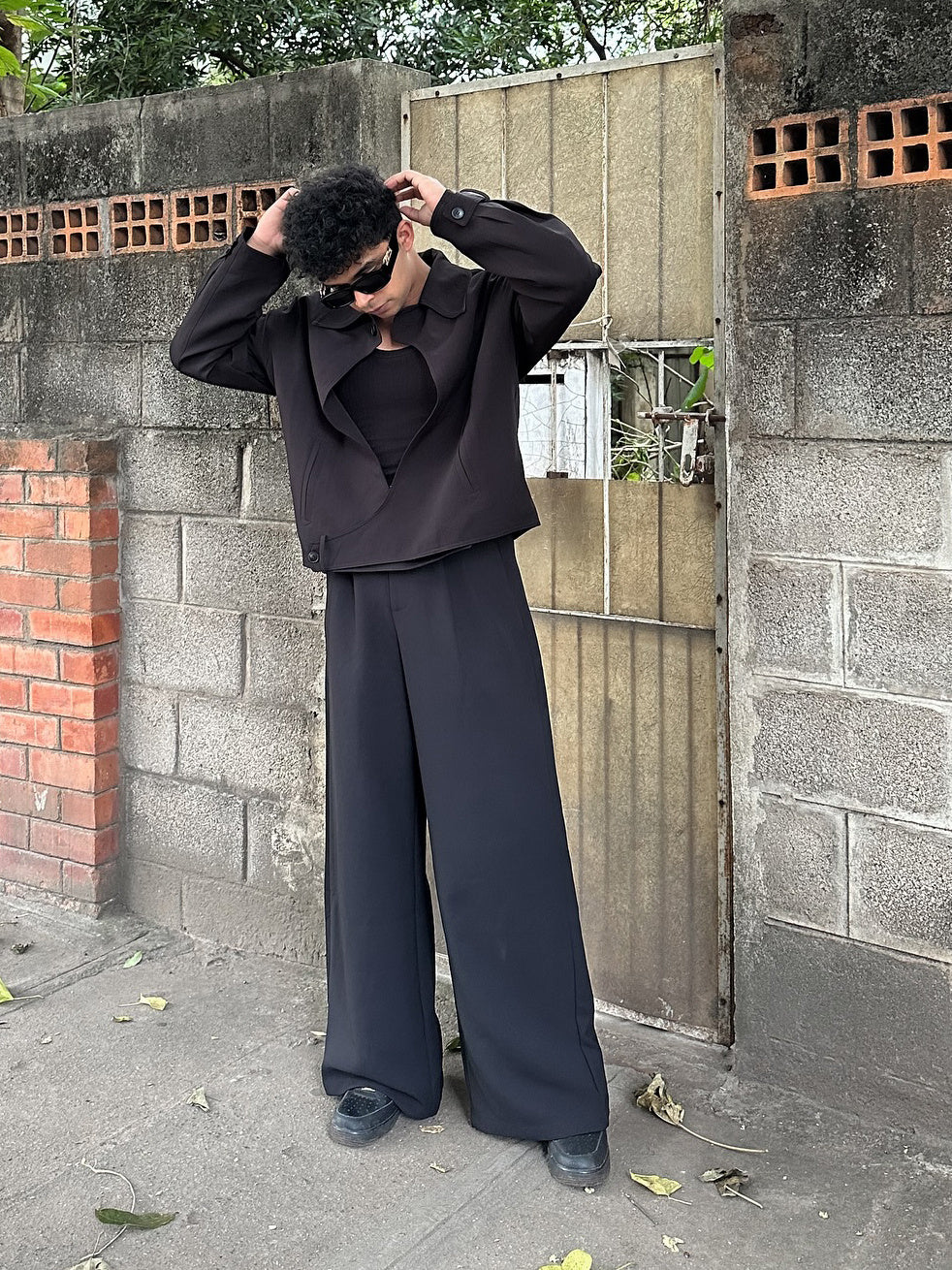 Black Collared Button-up Jacket GlamzKart