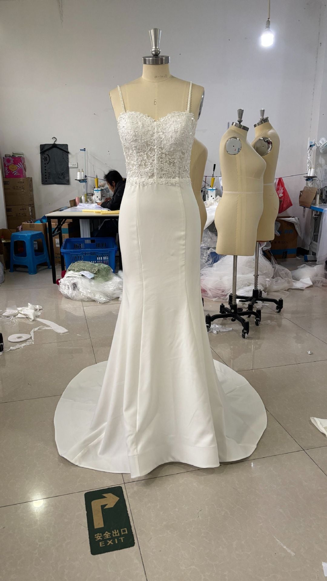White Simple Trip Shoot Fishtail Bridal Tube Top Wedding Dress Ivory White GlamzKart