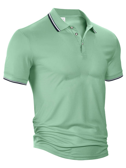 Summer Loose Lapels Short Sleeve Men Cyan GlamzKart