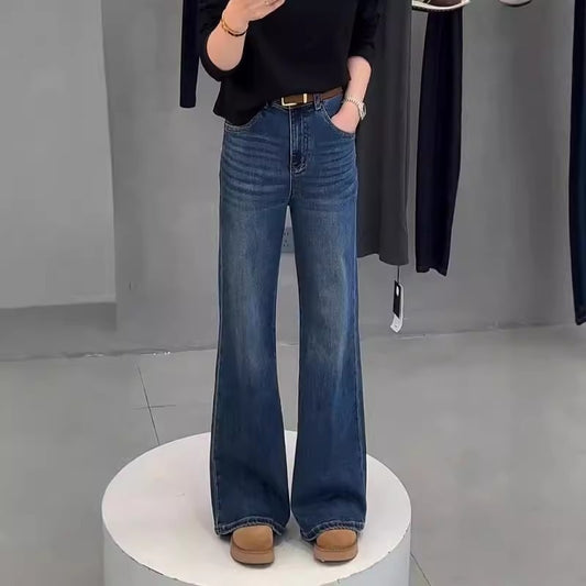 Plus Size Women's High Waist Elastic Straight Skinny Jeans GlamzKart