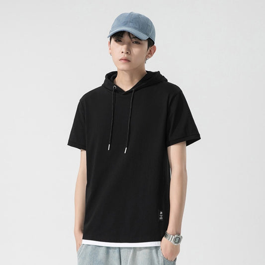 Casual Simple Men's Clothing Cotton Hooded T-shirt GlamzKart